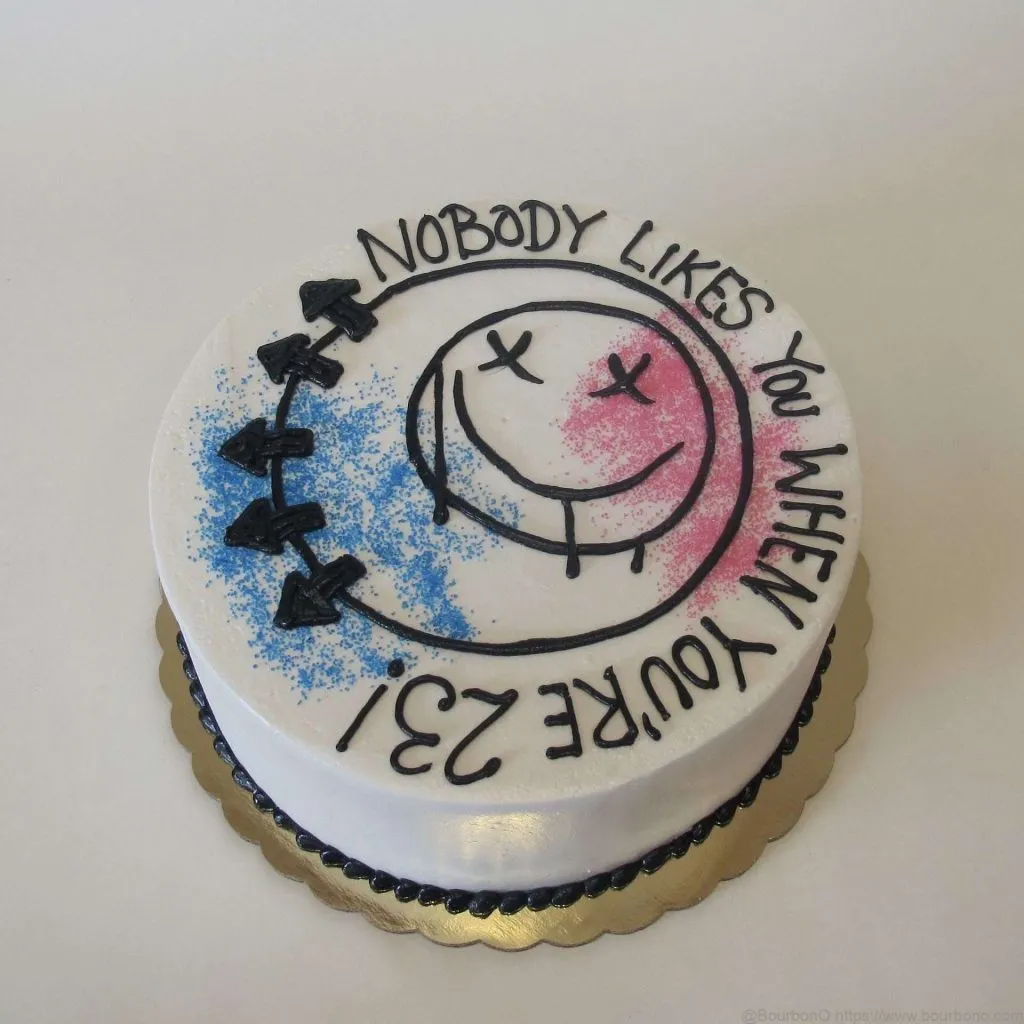A Nobody likes you when you're 23 theme inspired cake made by yourself
