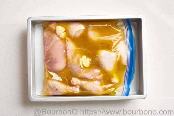 Marinate the chicken and transfer to a Ziploc bag