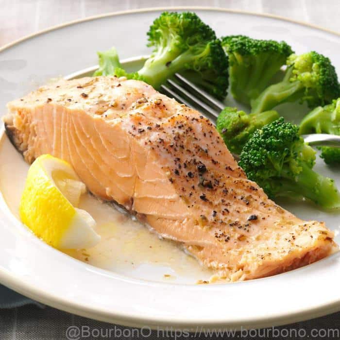 Let the salmon rest and cool down to room temperature and serve with vegetables