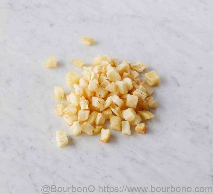 Frozen diced potatoes are already pre-cooked and finely diced before being put in a frozen state