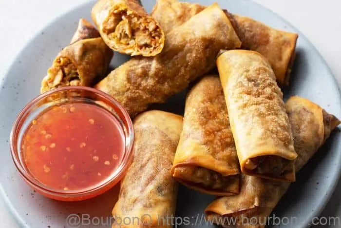 Serve your air fry frozen lumpia with some sauce