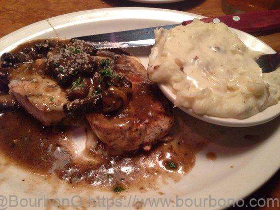 Texas Roadhouse portobello mushroom chicken with mash potatoes