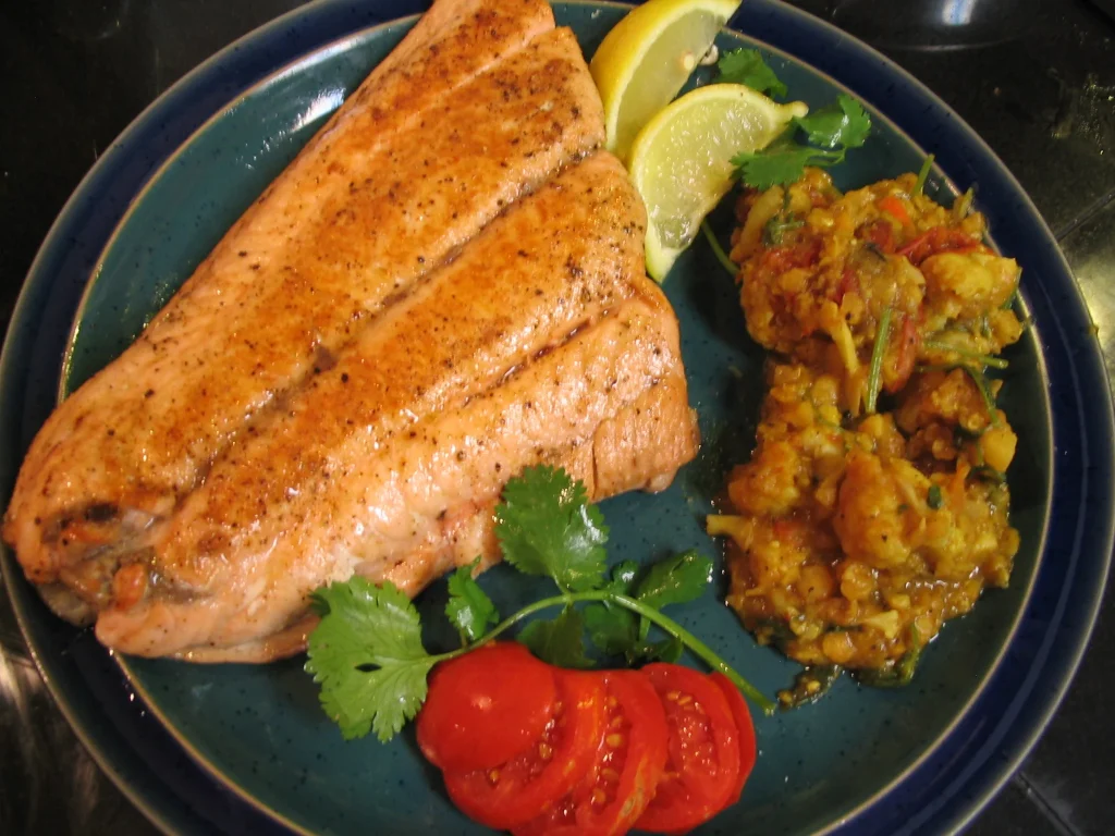 Pan-fried salmon menu